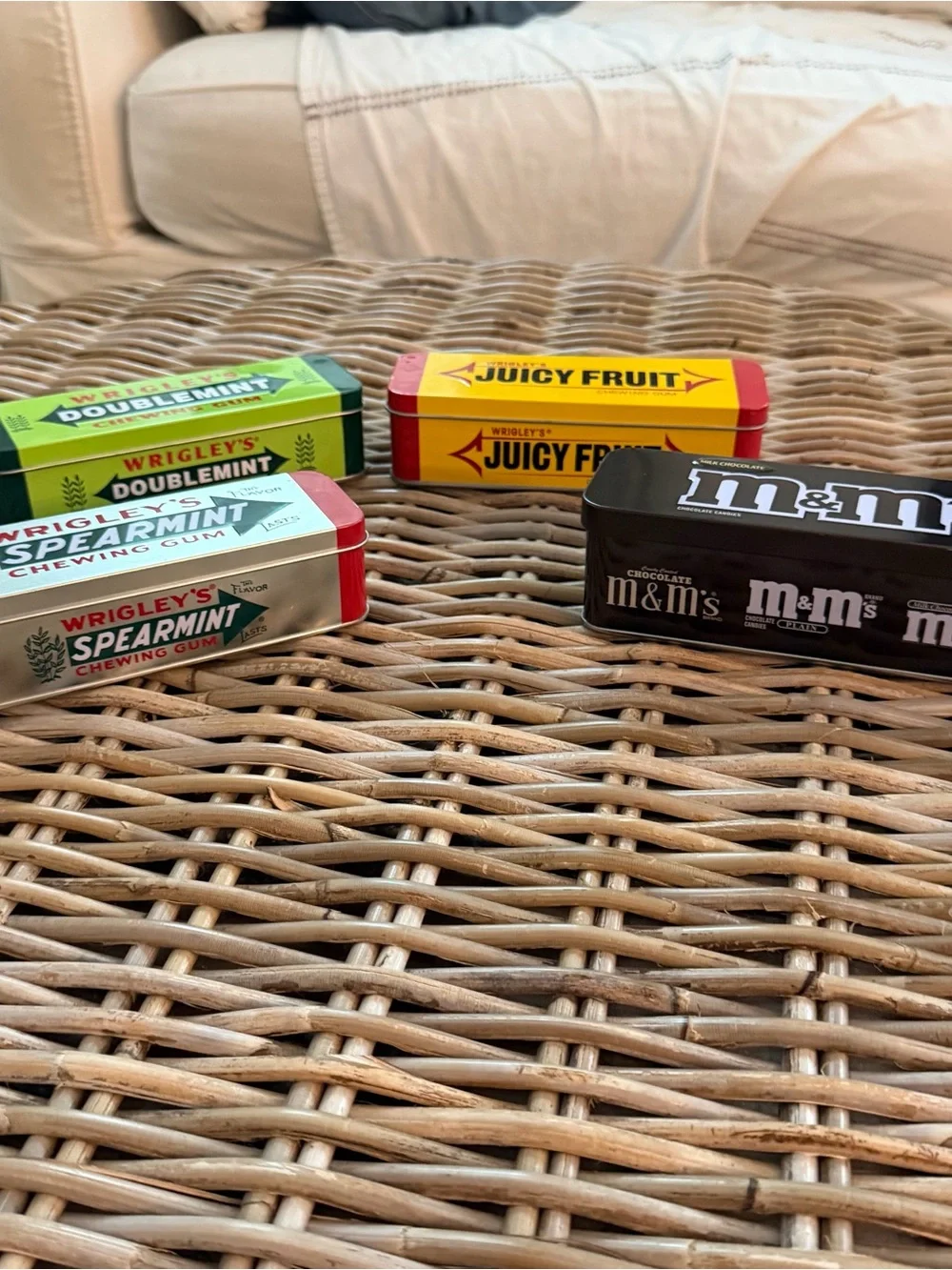 (4) Wrigley's Gum and M&M's Collectors Tins - perfect size for pencil box